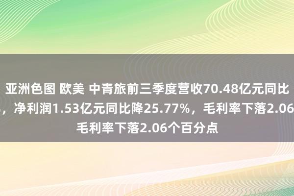 亚洲色图 欧美 中青旅前三季度营收70.48亿元同比增4.65%，净利润1.53亿元同比降25.77%，毛利率下落2.06个百分点