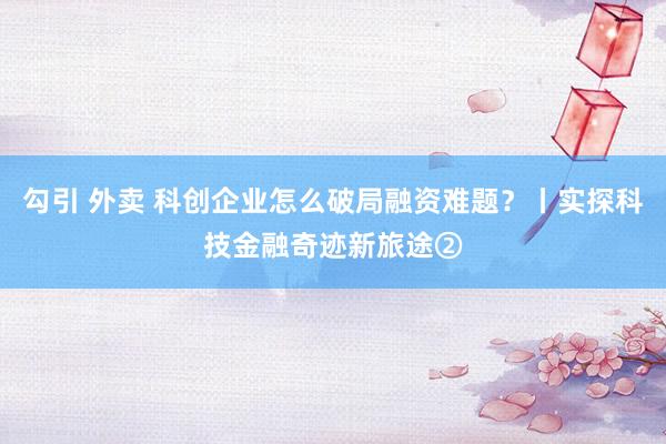 勾引 外卖 科创企业怎么破局融资难题？丨实探科技金融奇迹新旅途②