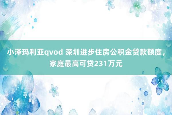 小泽玛利亚qvod 深圳进步住房公积金贷款额度，家庭最高可贷231万元