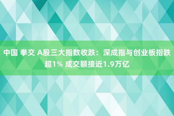 中国 拳交 A股三大指数收跌：深成指与创业板指跌超1% 成交额接近1.9万亿