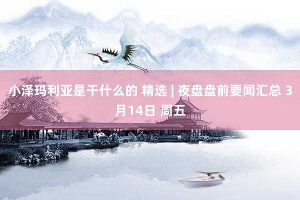 小泽玛利亚是干什么的 精选 | 夜盘盘前要闻汇总 3月14日 周五